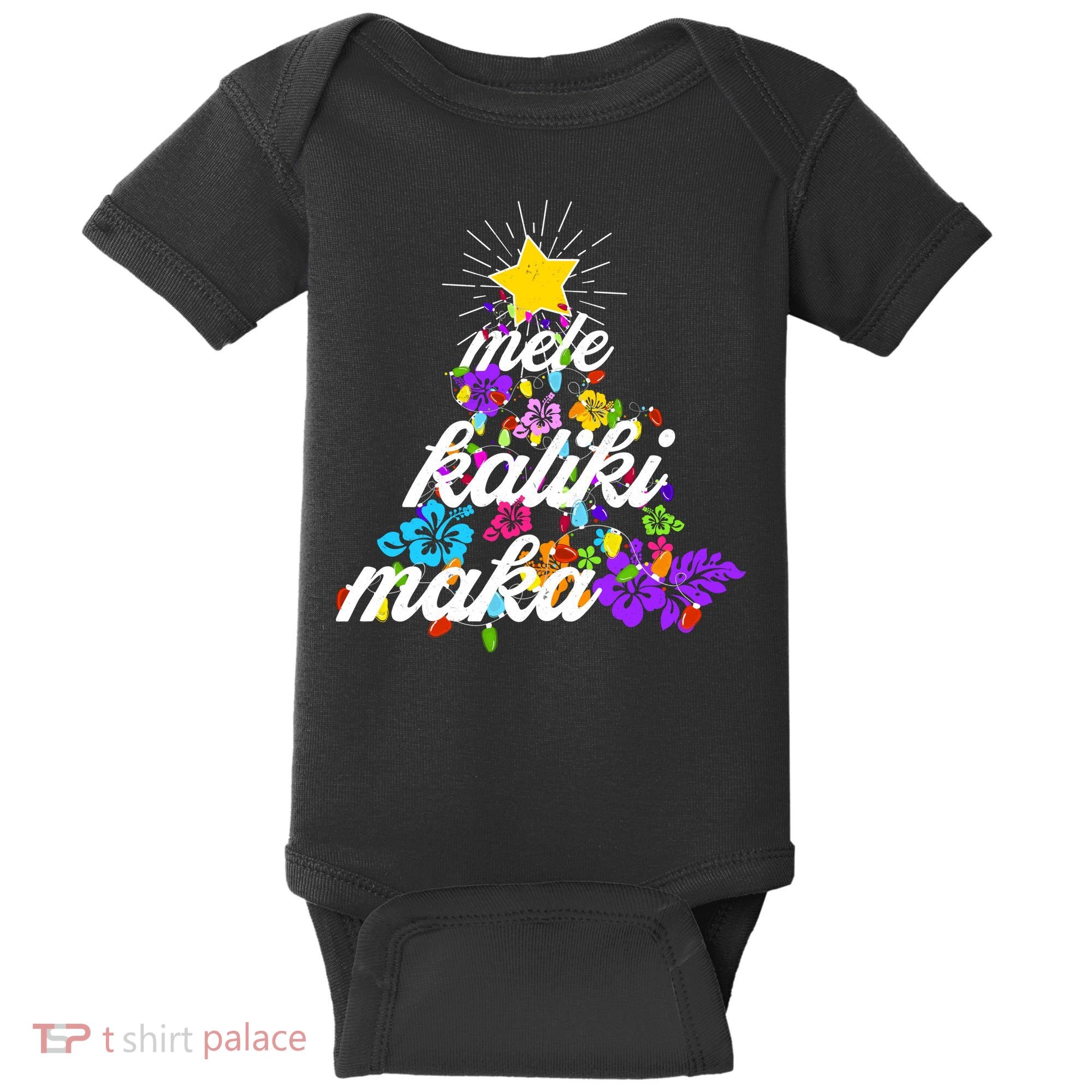 Hawaiian Mele Kaliki Maka Christmas Tree Baby Bodysuit