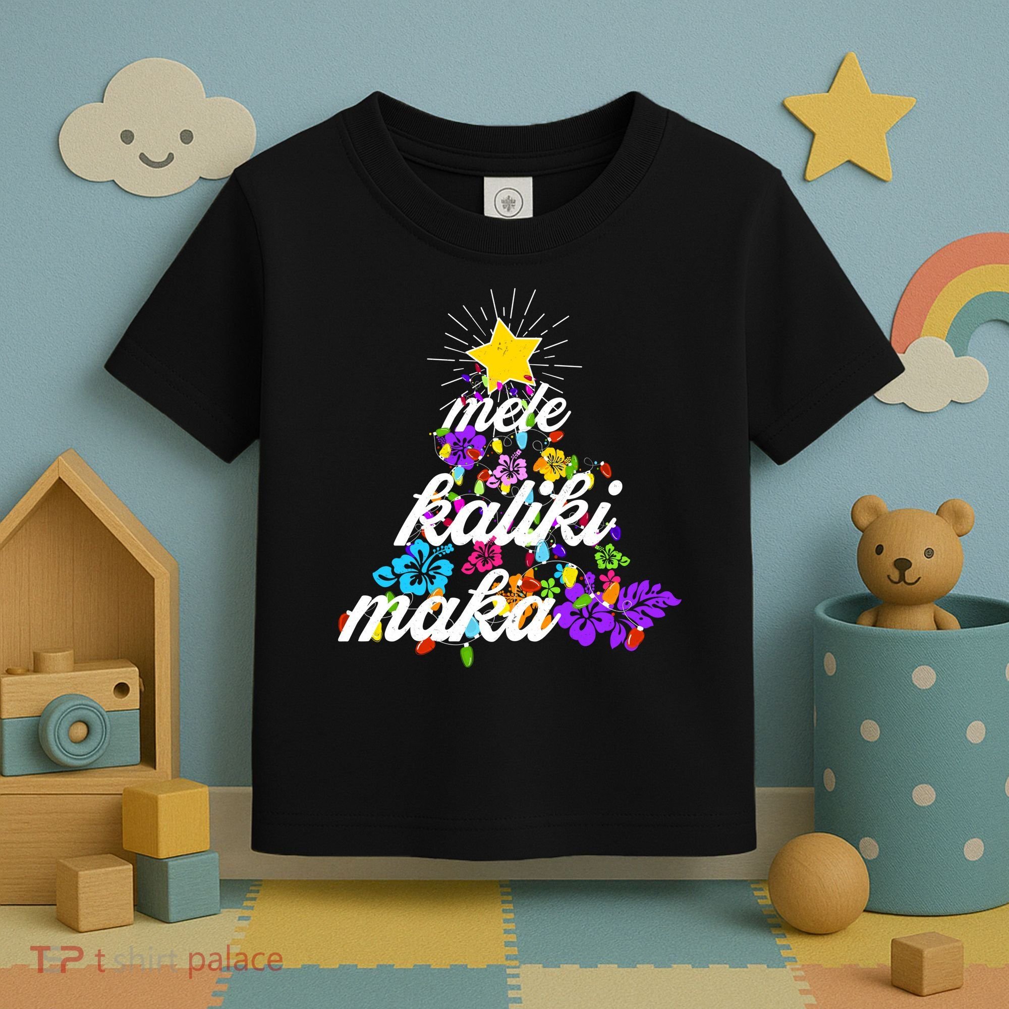 Hawaiian Mele Kaliki Maka Christmas Tree Toddler T-Shirt