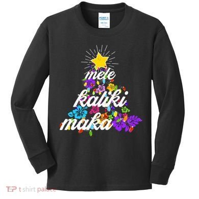 Hawaiian Mele Kaliki Maka Christmas Tree Kids Long Sleeve Shirt