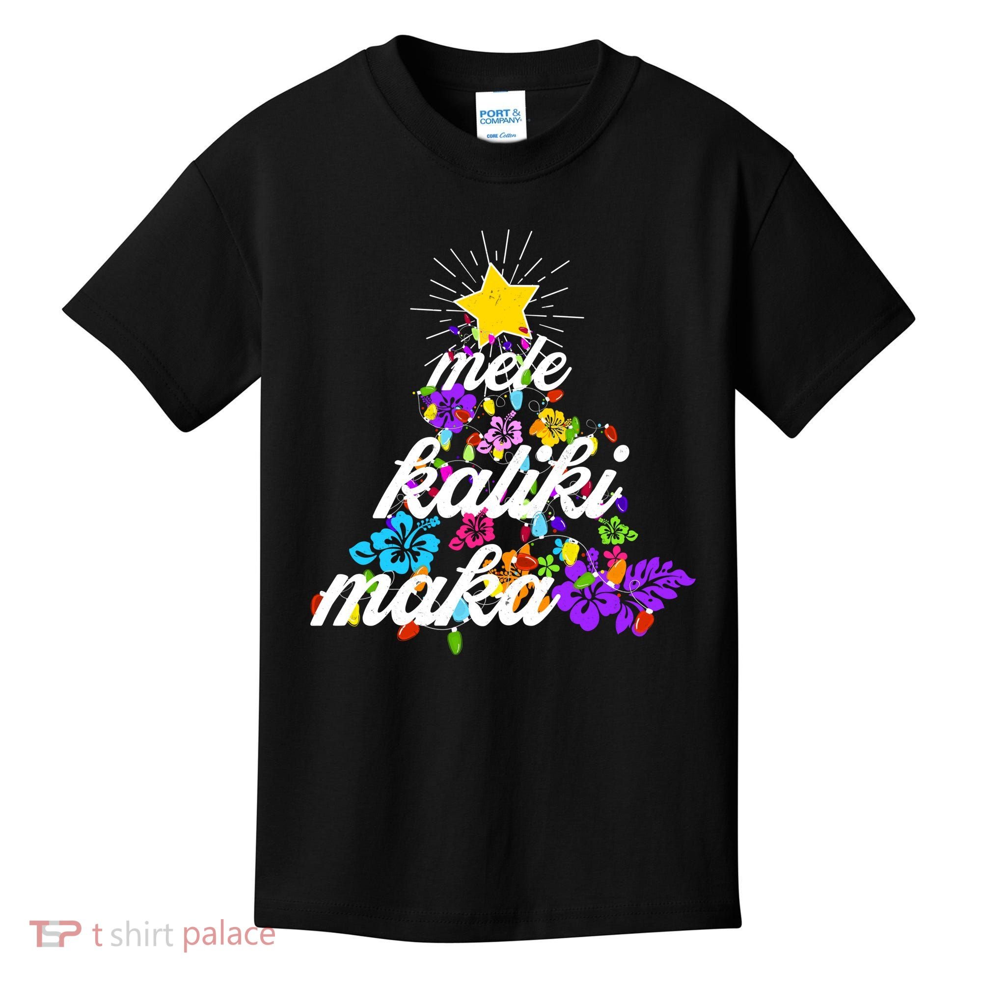 Hawaiian Mele Kaliki Maka Christmas Tree Kids T-Shirt