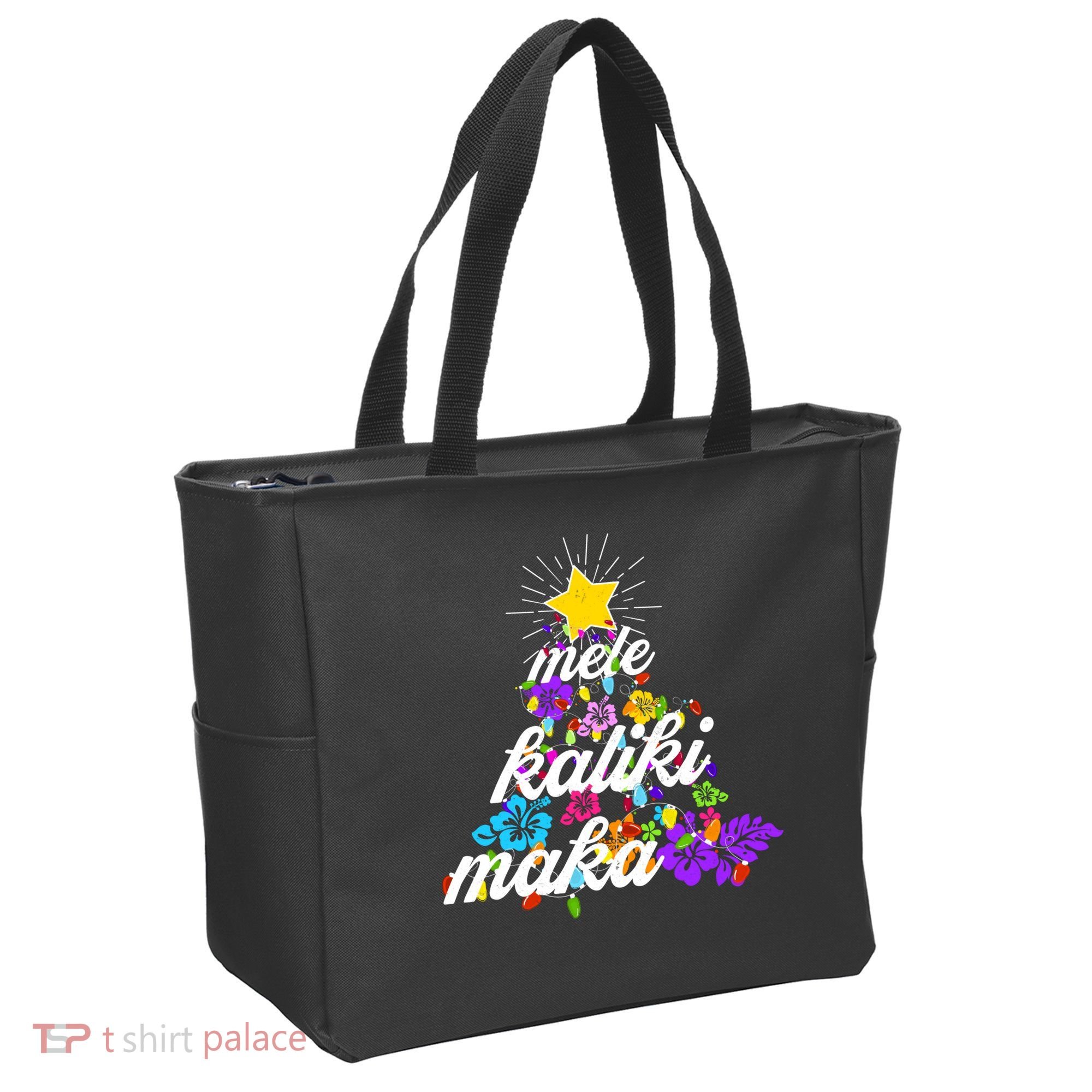 Hawaiian Mele Kaliki Maka Christmas Tree Tote Bag