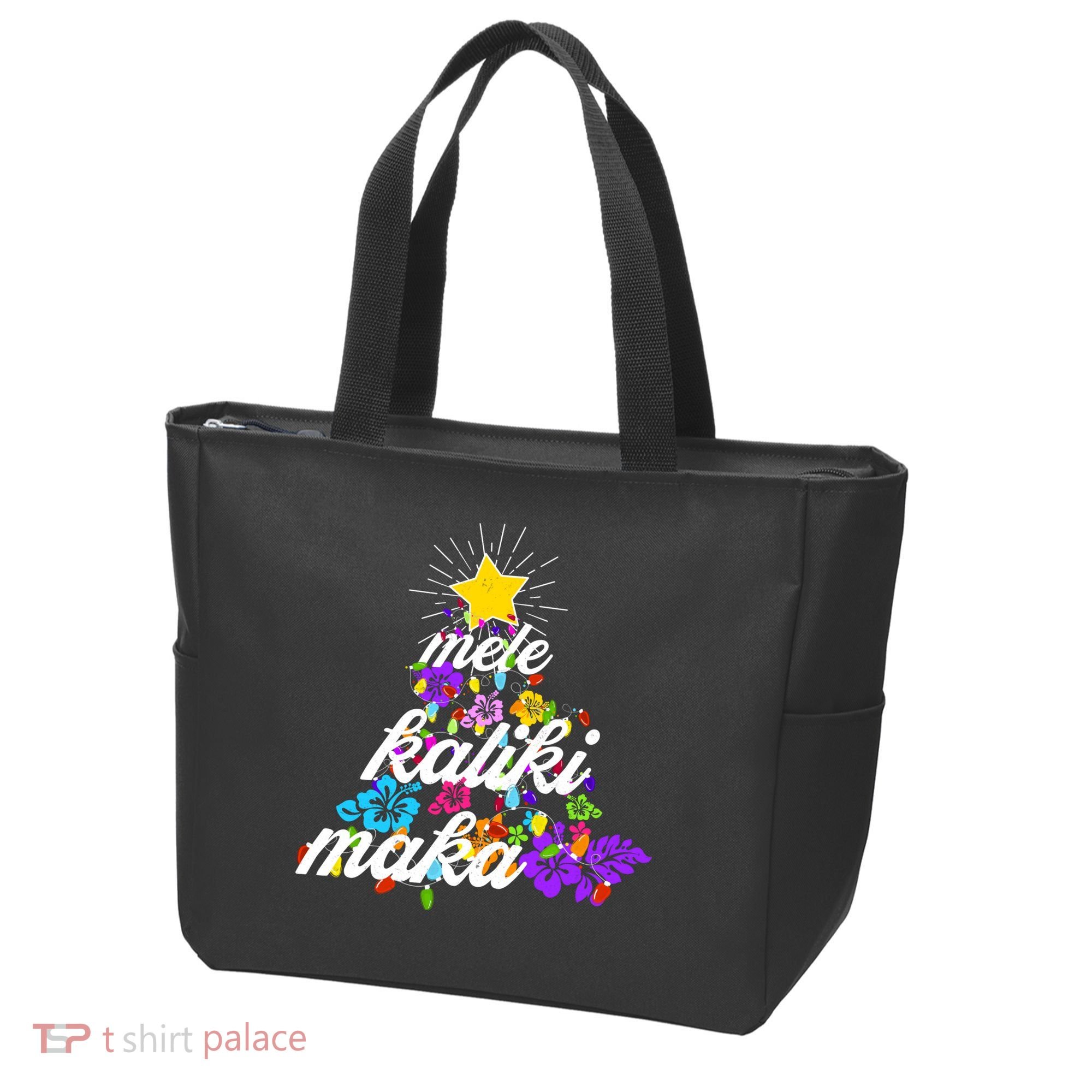Hawaiian Mele Kaliki Maka Christmas Tree Tote Bag