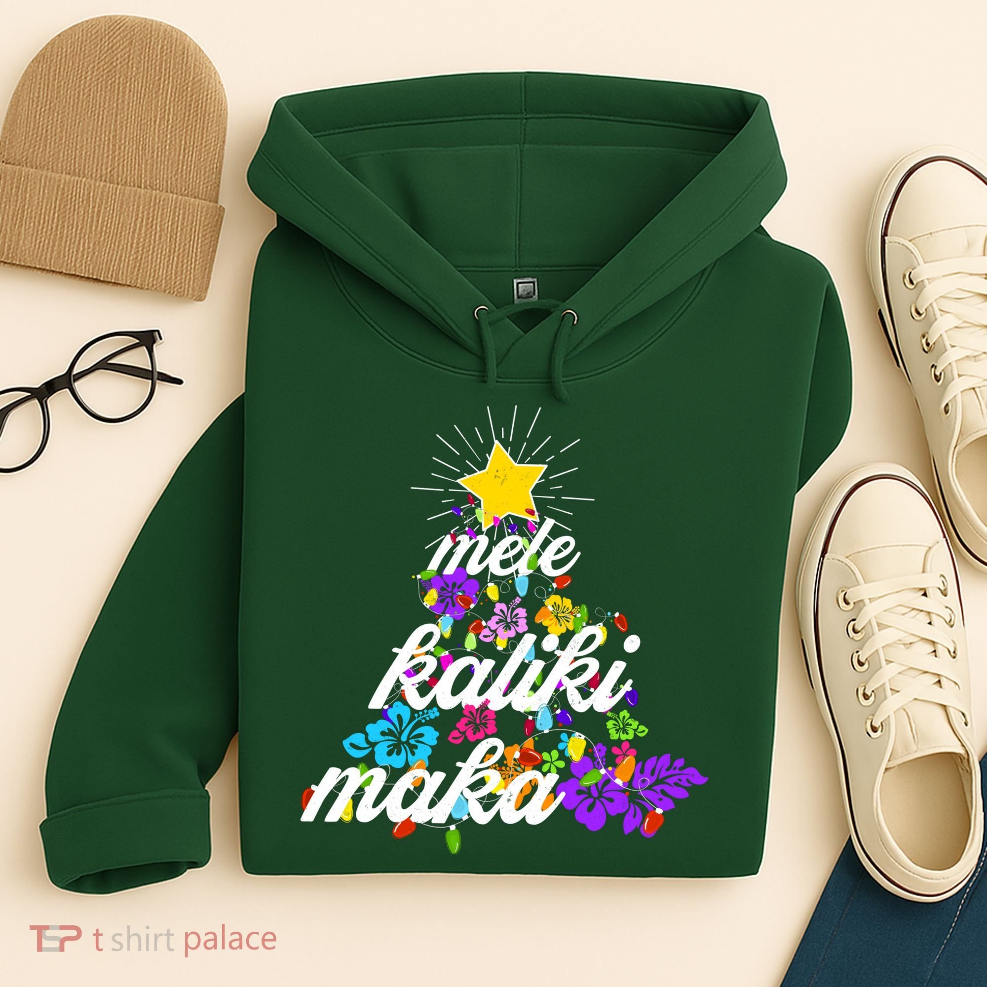 Hawaiian Mele Kaliki Maka Christmas Tree Hoodie