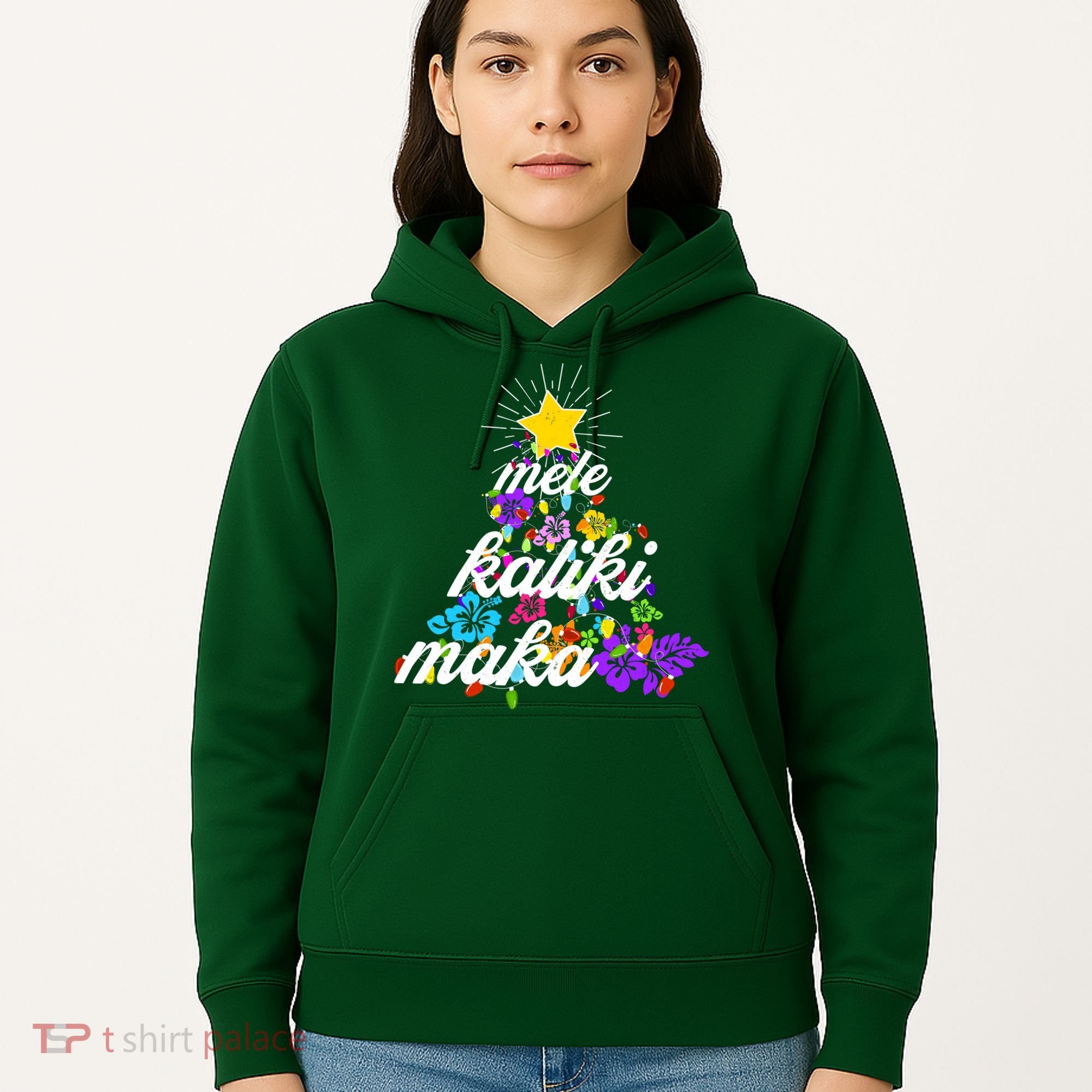 Hawaiian Mele Kaliki Maka Christmas Tree Hoodie