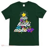 Hawaiian Mele Kaliki Maka Christmas Tree T-Shirt thumb 0