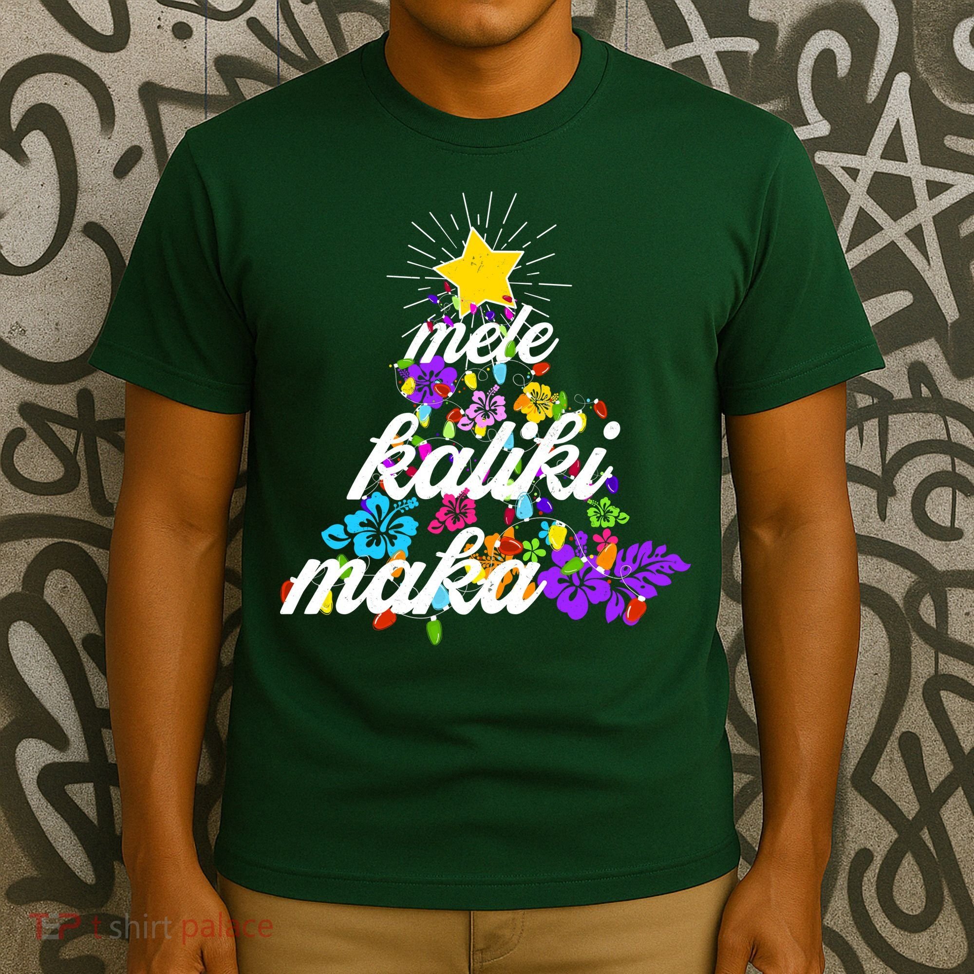 Hawaiian Mele Kaliki Maka Christmas Tree T-Shirt