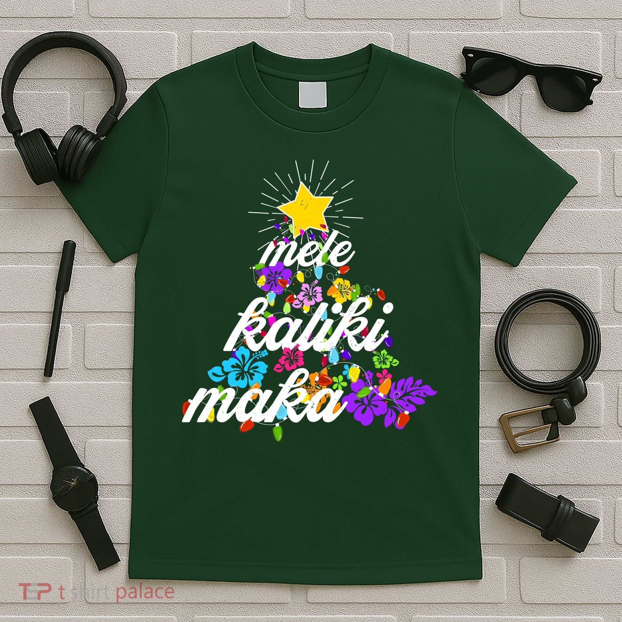 Hawaiian Mele Kaliki Maka Christmas Tree T-Shirt