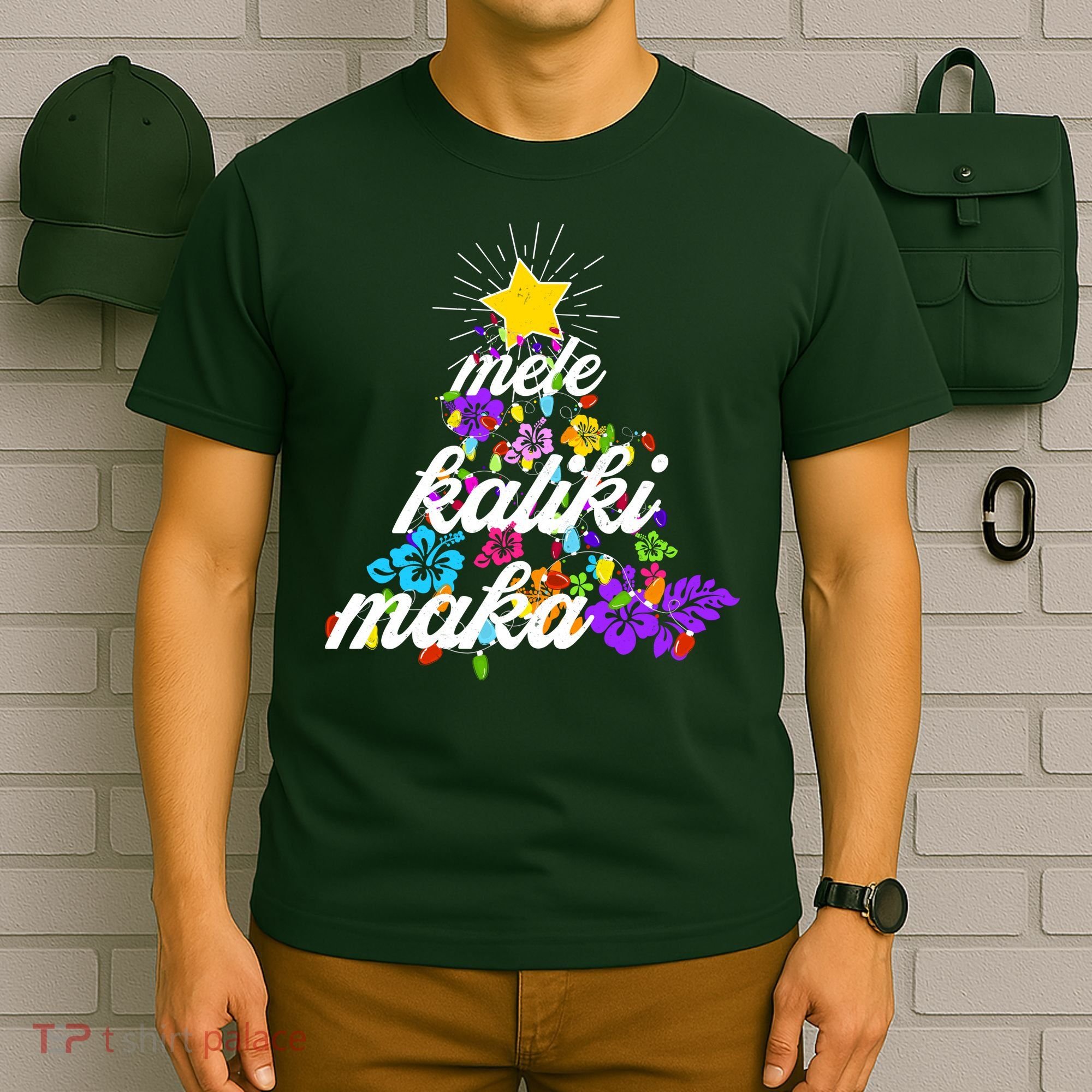 Hawaiian Mele Kaliki Maka Christmas Tree T-Shirt