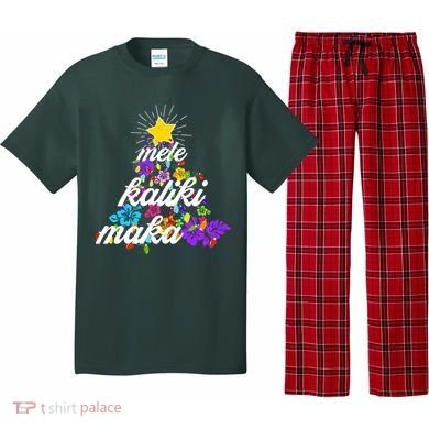 Hawaiian Mele Kaliki Maka Christmas Tree Pajama Set
