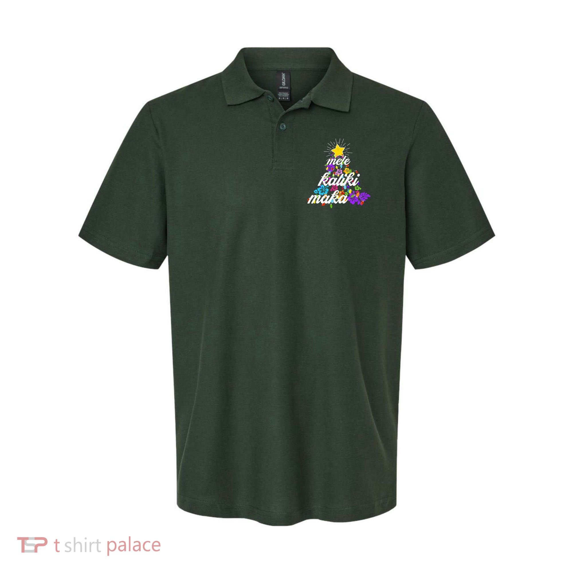 Hawaiian Mele Kaliki Maka Christmas Tree Polo