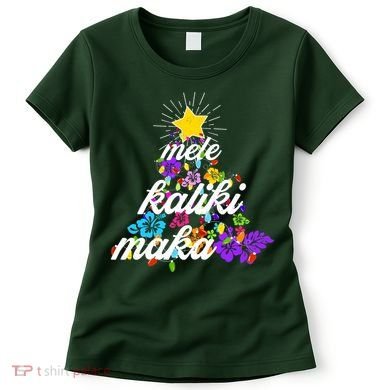 Hawaiian Mele Kaliki Maka Christmas Tree Women's T-Shirt