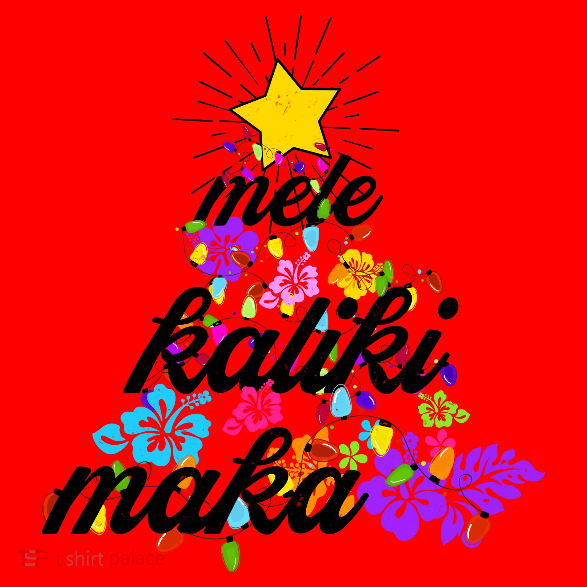 Hawaiian Mele Kaliki Maka Christmas Tree Santa Hat