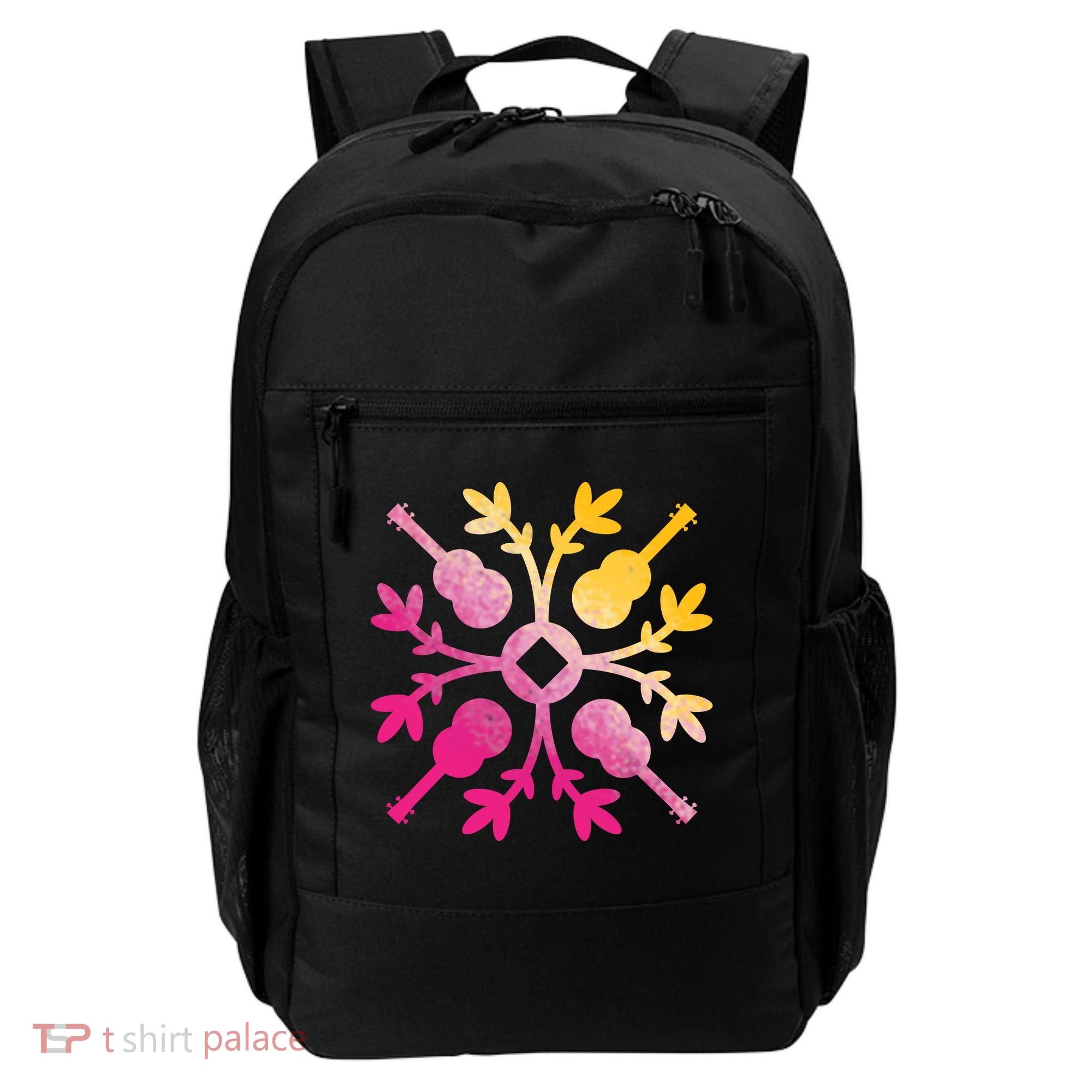 Hawaiian Mele Music Quilt Tribal Tattoo Ukulele Backpack