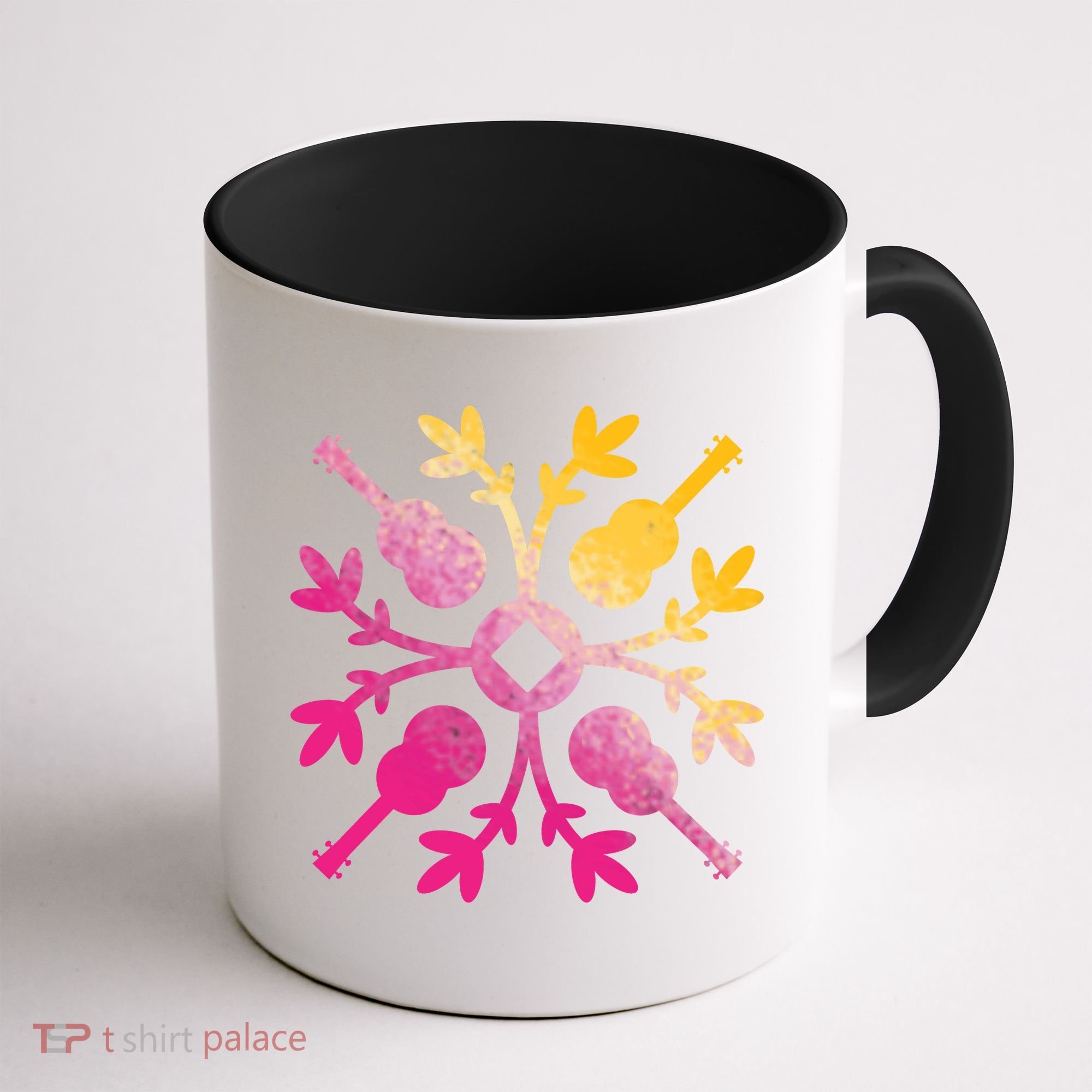 Hawaiian Mele Music Quilt Tribal Tattoo Ukulele Coffee Mug