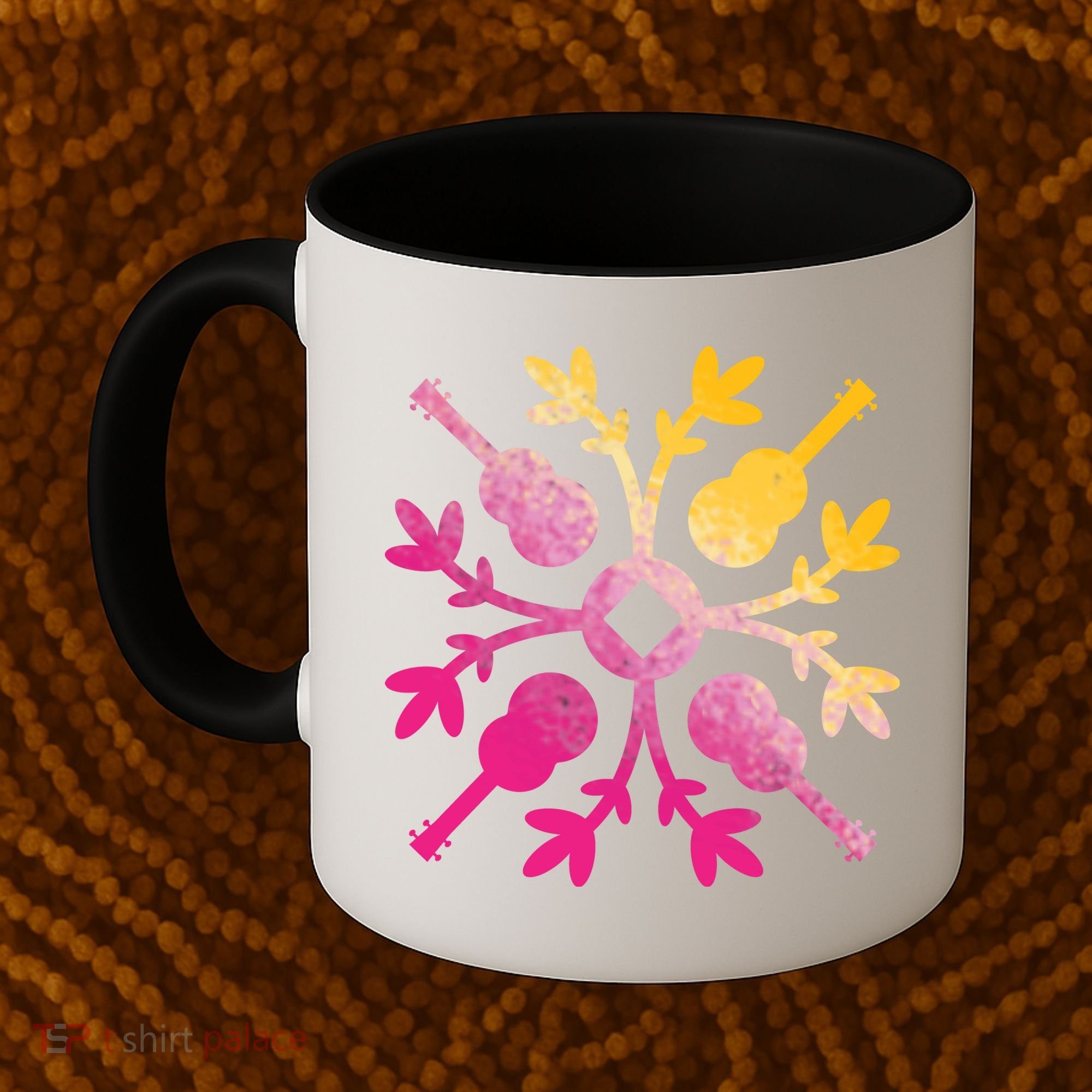 Hawaiian Mele Music Quilt Tribal Tattoo Ukulele Coffee Mug