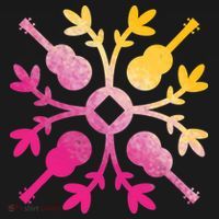Hawaiian Mele Music Quilt Tribal Tattoo Ukulele Ornament thumb 1