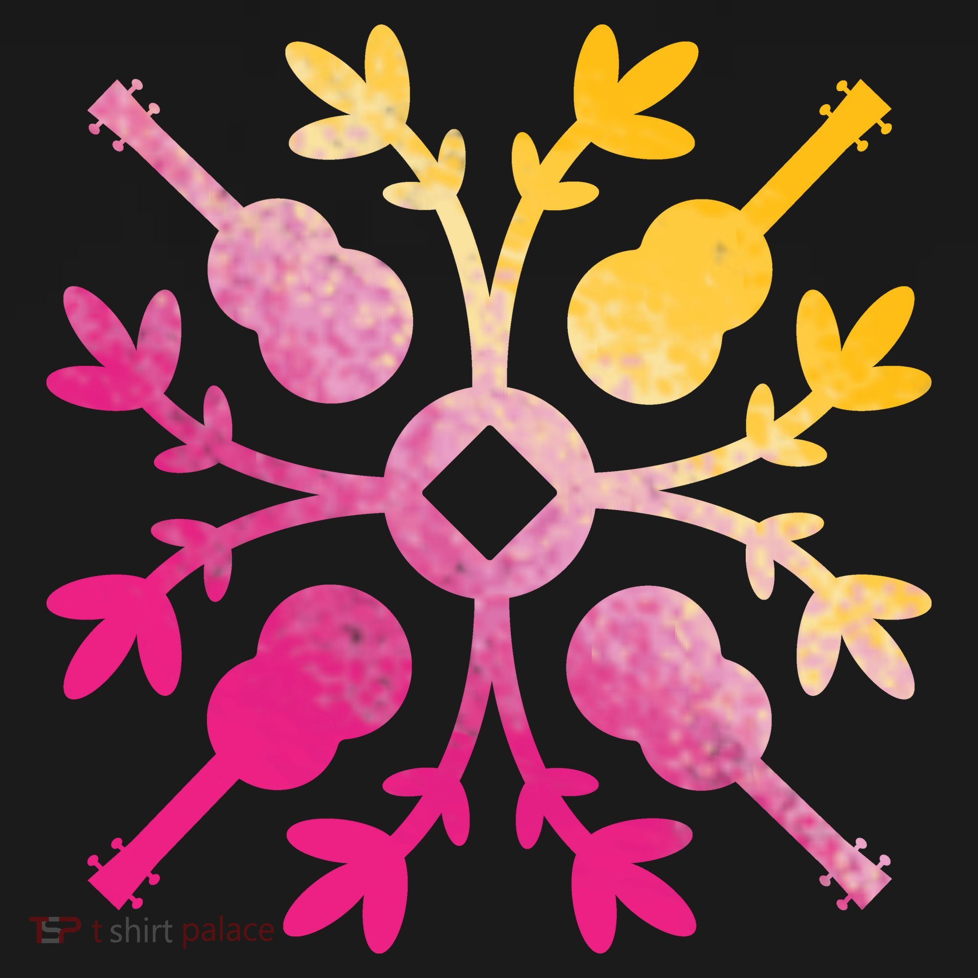 Hawaiian Mele Music Quilt Tribal Tattoo Ukulele Ornament
