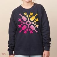 Hawaiian Mele Music Quilt Tribal Tattoo Ukulele Women's Sweatshirt thumb 0