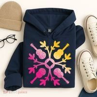 Hawaiian Mele Music Quilt Tribal Tattoo Ukulele Hoodie thumb 4
