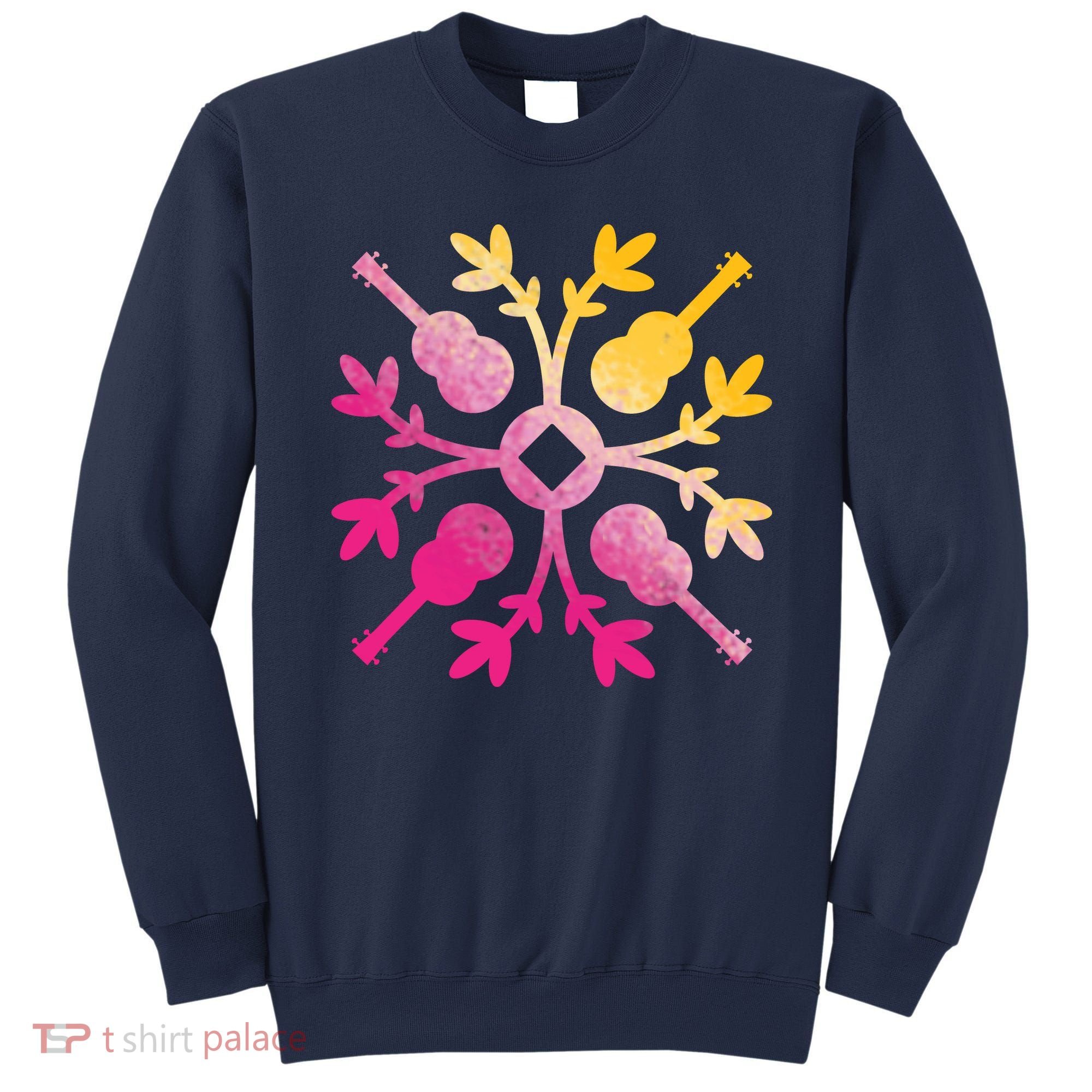 Hawaiian Mele Music Quilt Tribal Tattoo Ukulele Sweatshirt