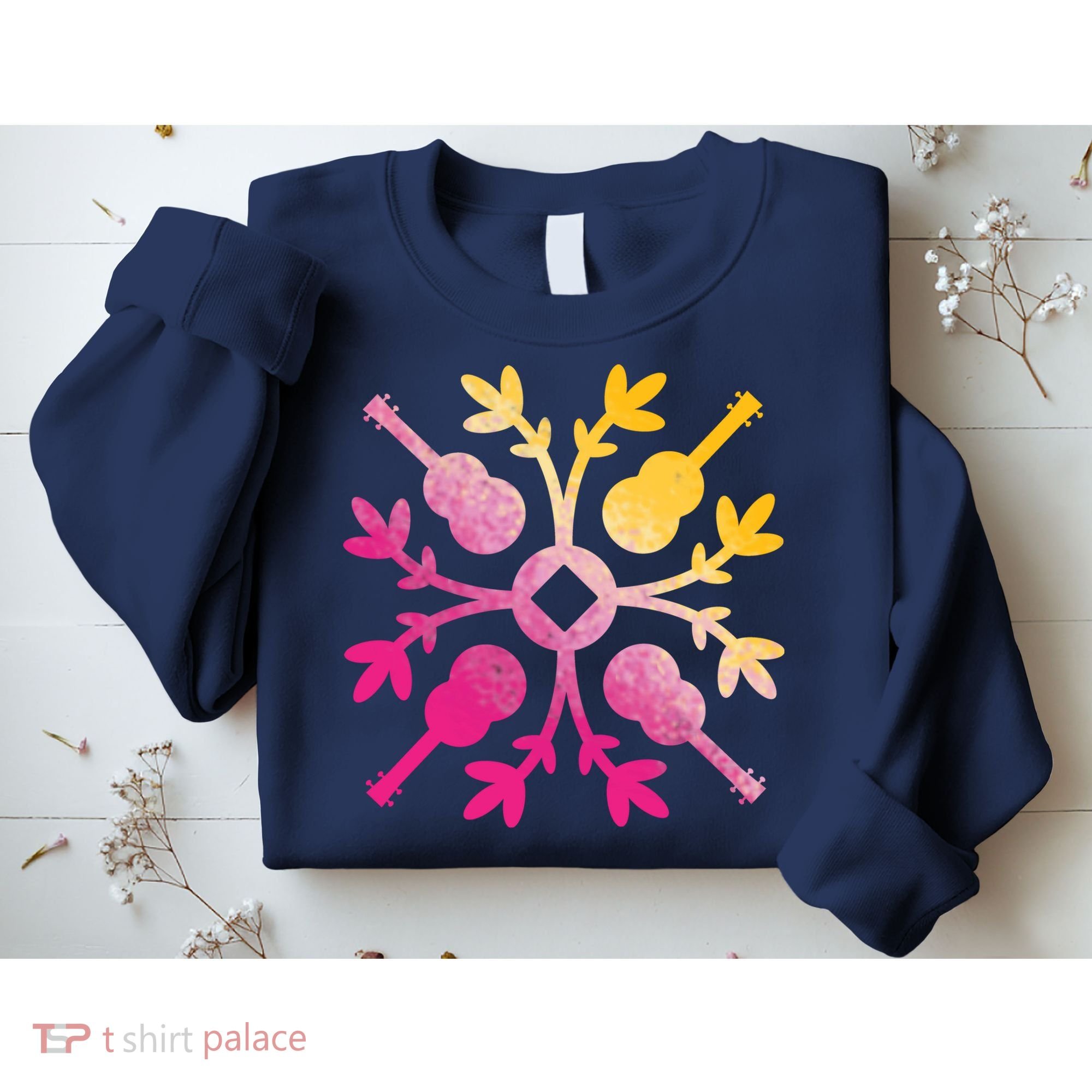 Hawaiian Mele Music Quilt Tribal Tattoo Ukulele Sweatshirt