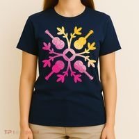 Hawaiian Mele Music Quilt Tribal Tattoo Ukulele T-Shirt thumb 4