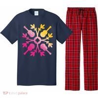 Hawaiian Mele Music Quilt Tribal Tattoo Ukulele Pajama Set thumb 0