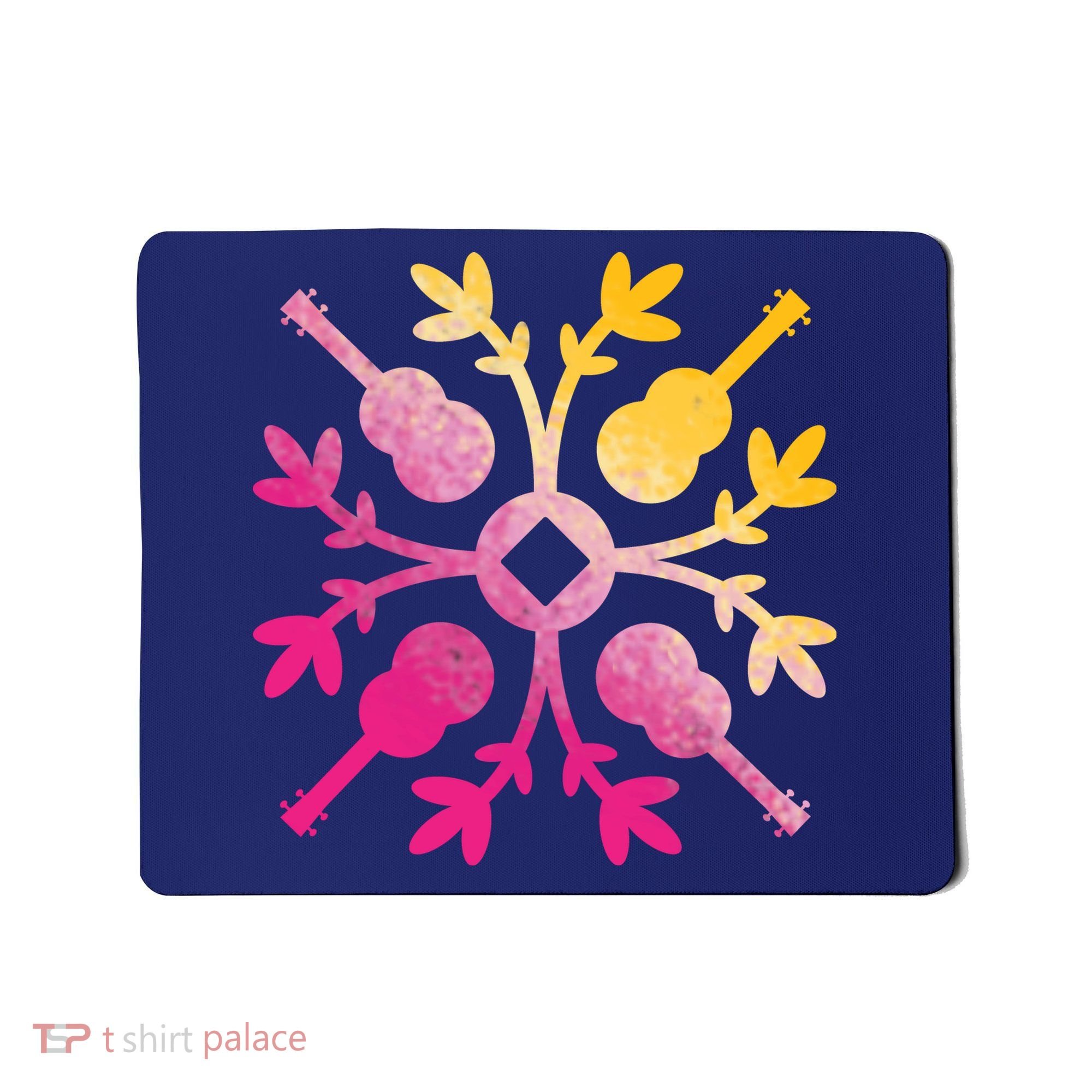 Hawaiian Mele Music Quilt Tribal Tattoo Ukulele Mousepad