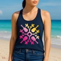 Hawaiian Mele Music Quilt Tribal Tattoo Ukulele Women's Tank Top thumb 2