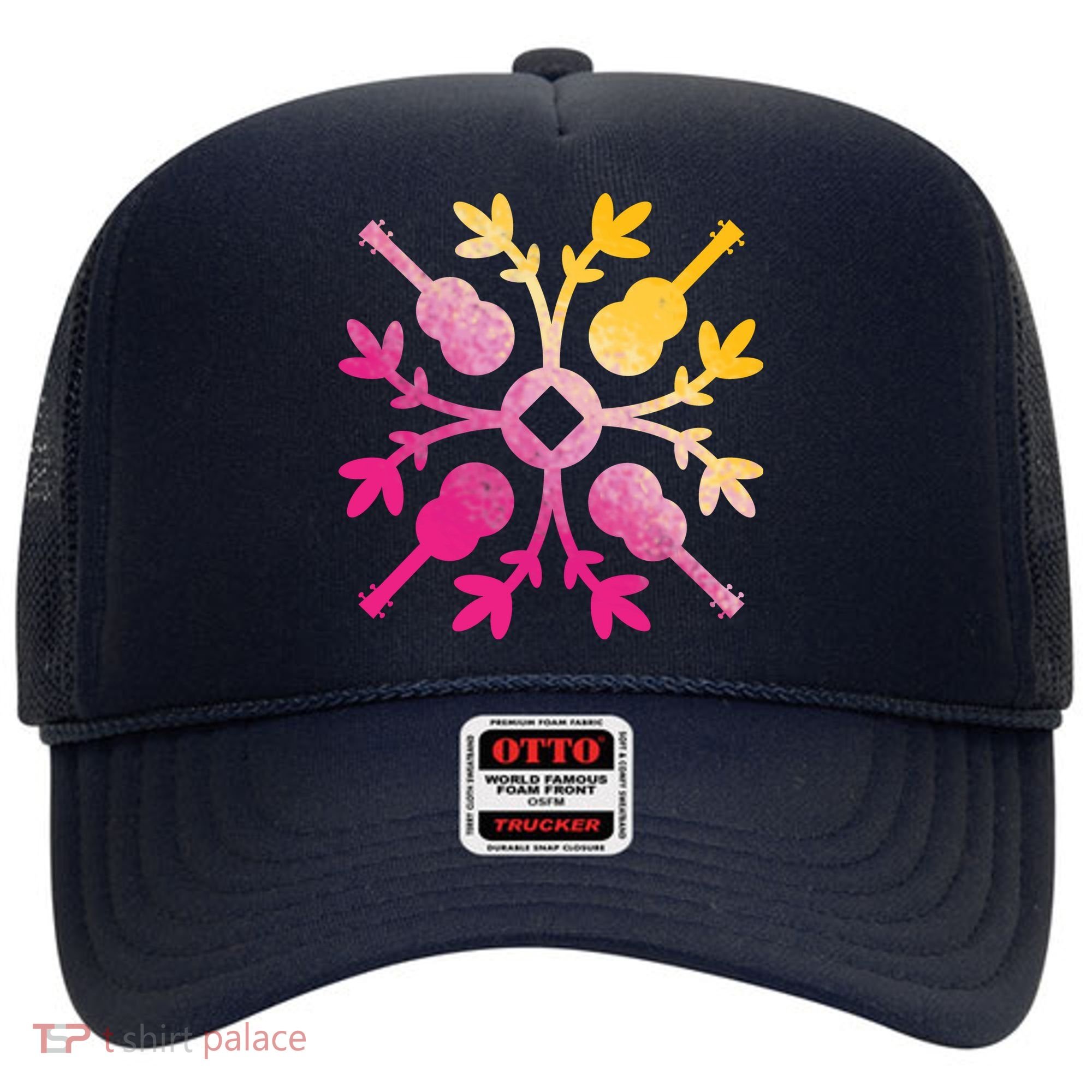 Hawaiian Mele Music Quilt Tribal Tattoo Ukulele Hat