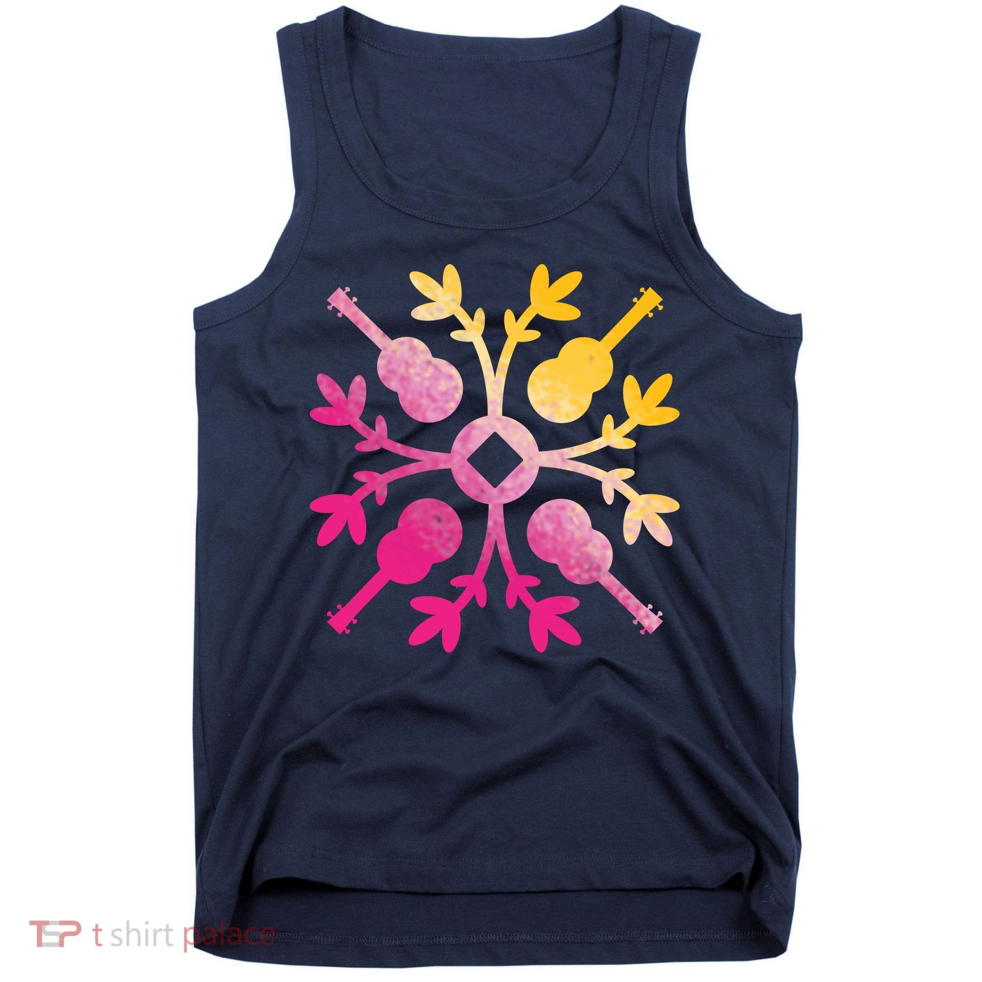 Hawaiian Mele Music Quilt Tribal Tattoo Ukulele Tank Top