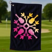 Hawaiian Mele Music Quilt Tribal Tattoo Ukulele Golf Towel thumb 1