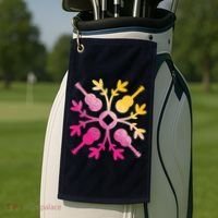 Hawaiian Mele Music Quilt Tribal Tattoo Ukulele Golf Towel thumb 2