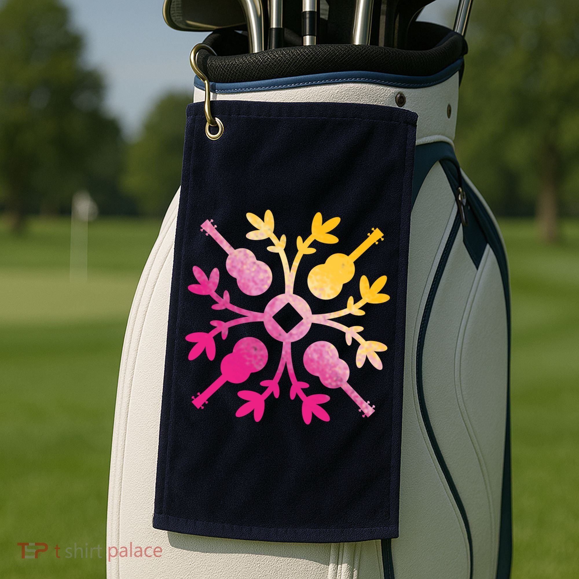 Hawaiian Mele Music Quilt Tribal Tattoo Ukulele Golf Towel