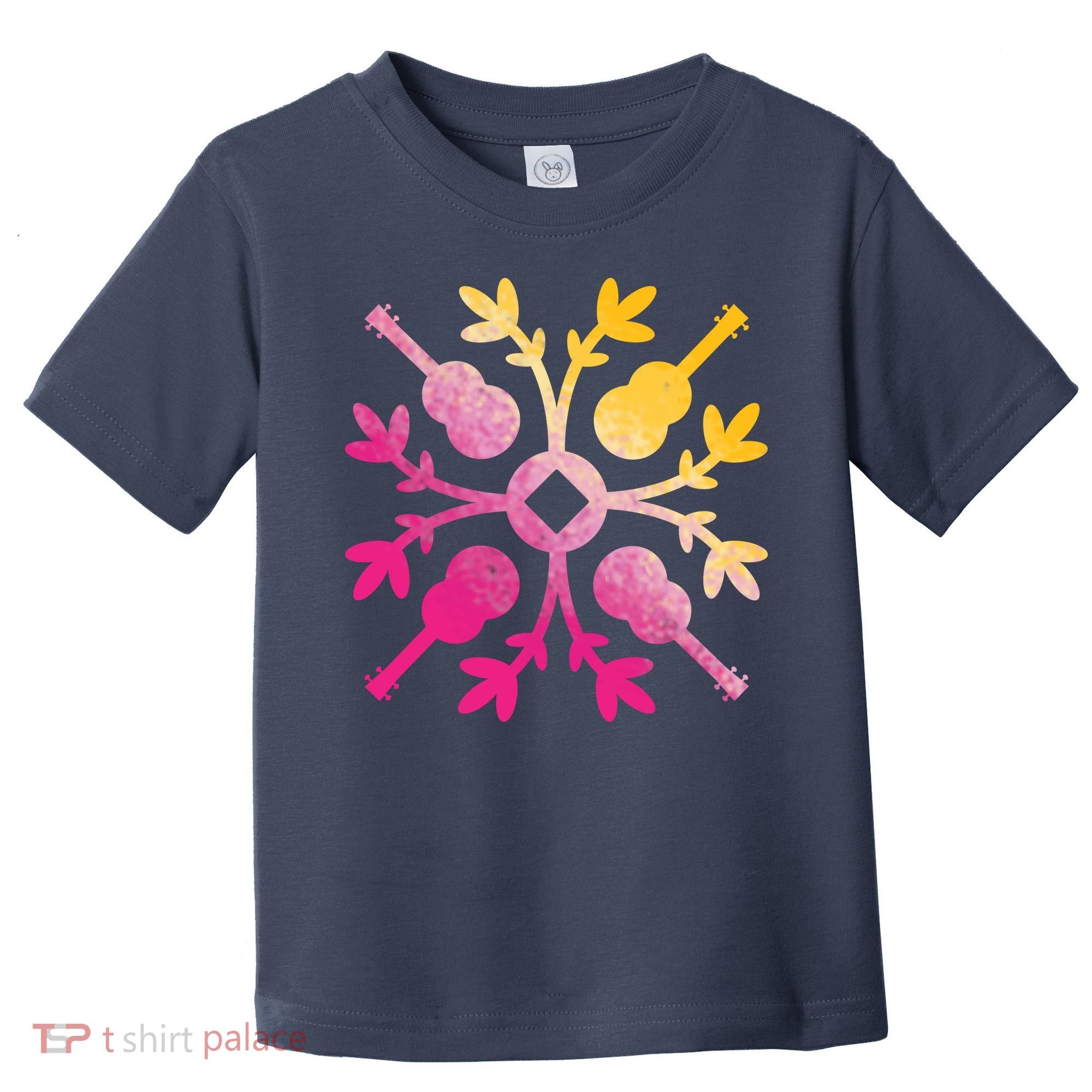 Hawaiian Mele Music Quilt Tribal Tattoo Ukulele Toddler T-Shirt