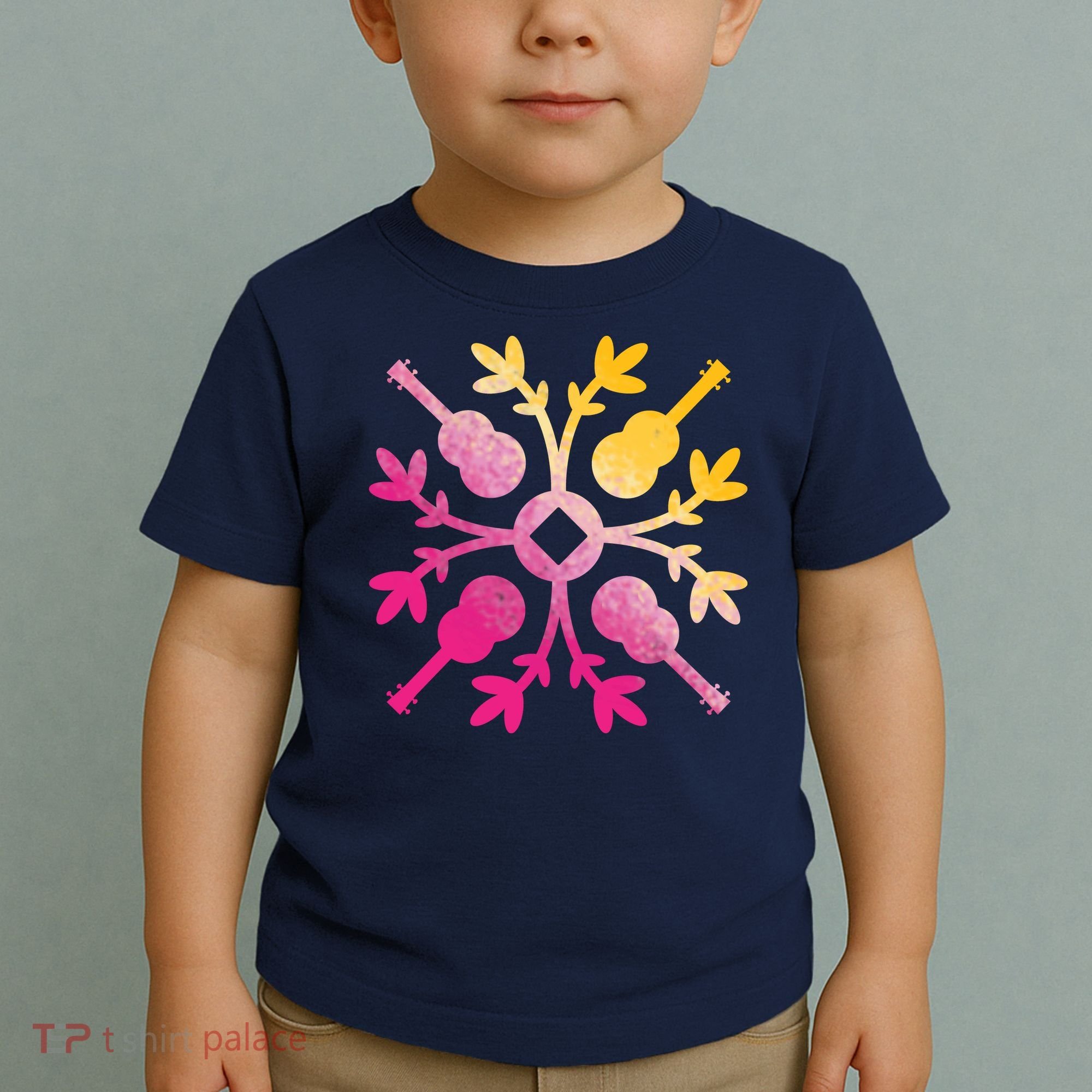 Hawaiian Mele Music Quilt Tribal Tattoo Ukulele Toddler T-Shirt