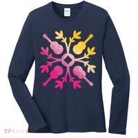 Hawaiian Mele Music Quilt Tribal Tattoo Ukulele Women's Long Sleeve Shirt thumb 0
