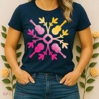Hawaiian Mele Music Quilt Tribal Tattoo Ukulele Women's T-Shirt thumb 2