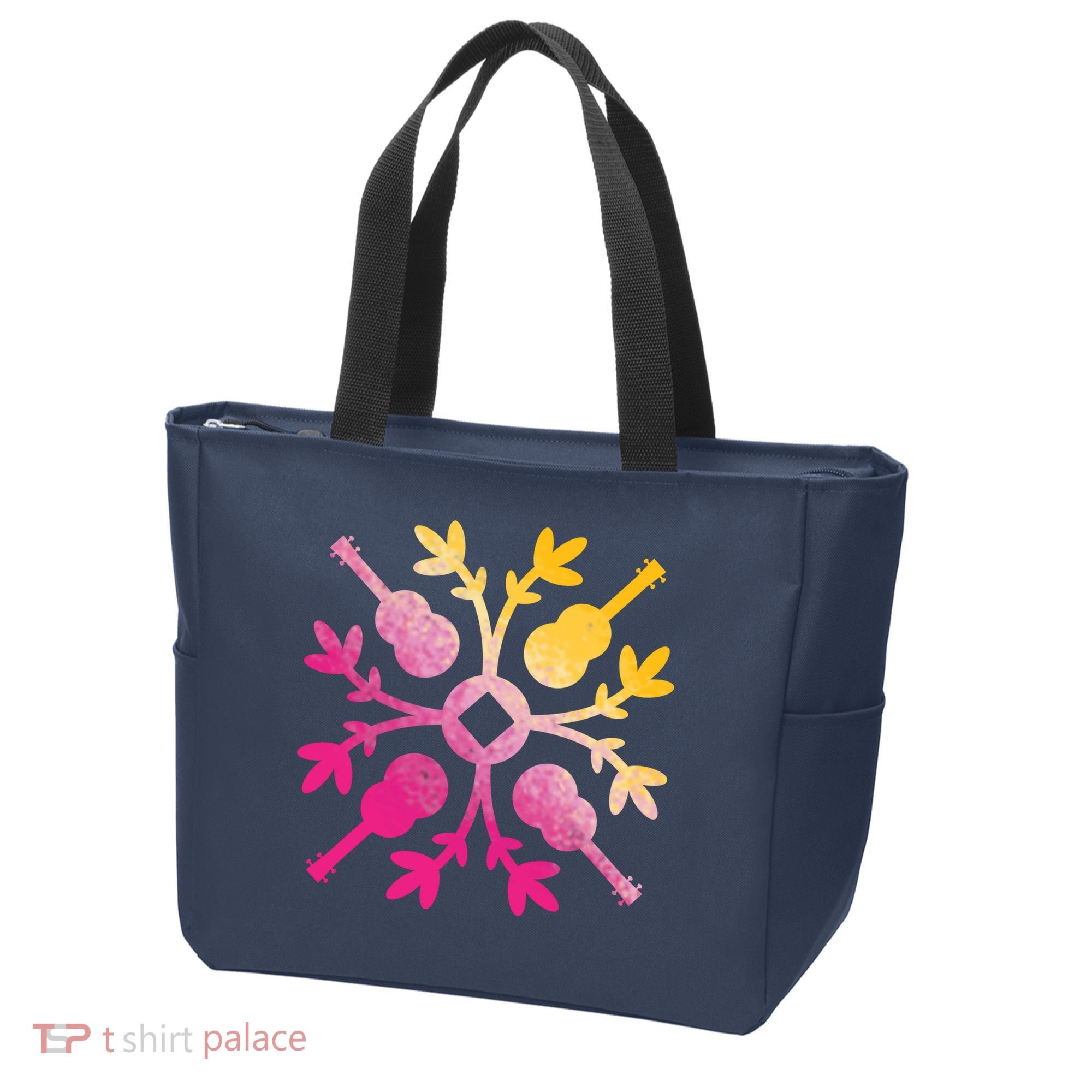 Hawaiian Mele Music Quilt Tribal Tattoo Ukulele Tote Bag