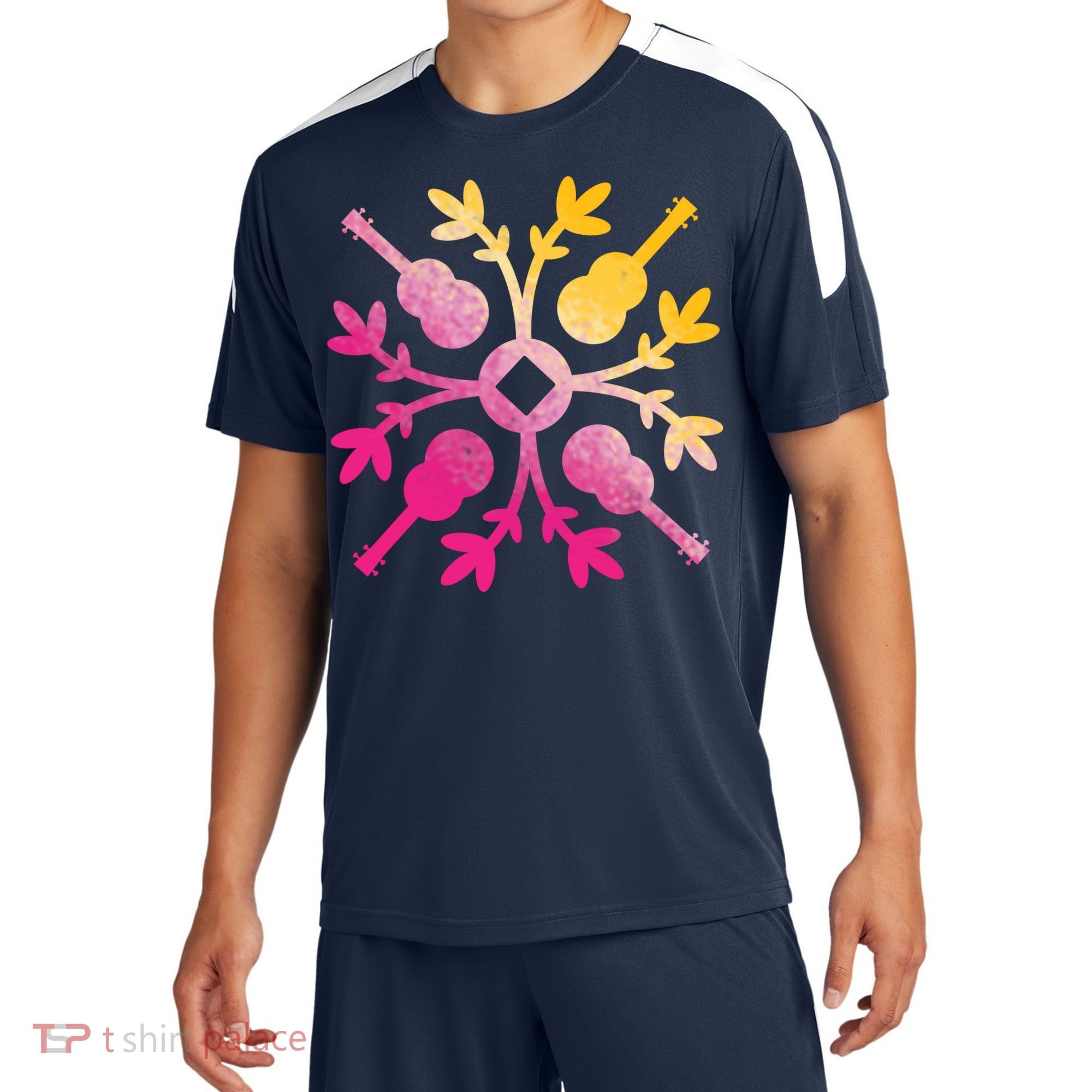 Hawaiian Mele Music Quilt Tribal Tattoo Ukulele Sport-Tek Competitor United Soccer Jersey