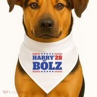Harry Bolz 2028 Political Meme D.O.G.E. USA-Made Doggie Bandana thumb 1