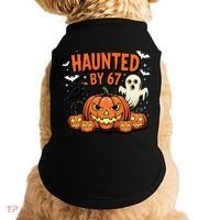 Haunted By 67 Funny Ghost Pumpkin Halloween Costume Doggie Tank thumb 0