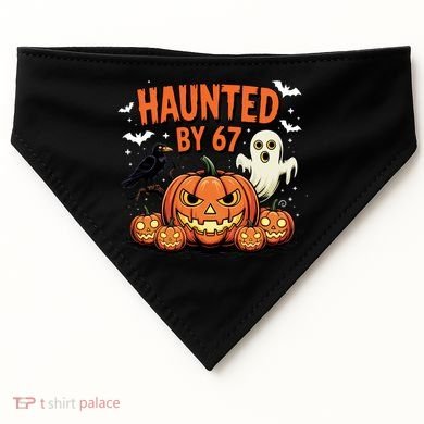 Haunted By 67 Funny Ghost Pumpkin Halloween Costume USA-Made Doggie Bandana
