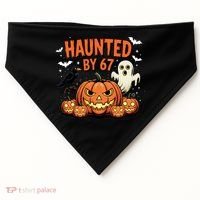 Haunted By 67 Funny Ghost Pumpkin Halloween Costume USA-Made Doggie Bandana thumb 0