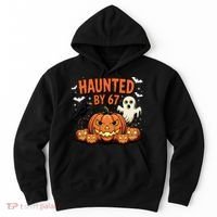 Haunted By 67 Funny Ghost Pumpkin Halloween Costume Hoodie thumb 0