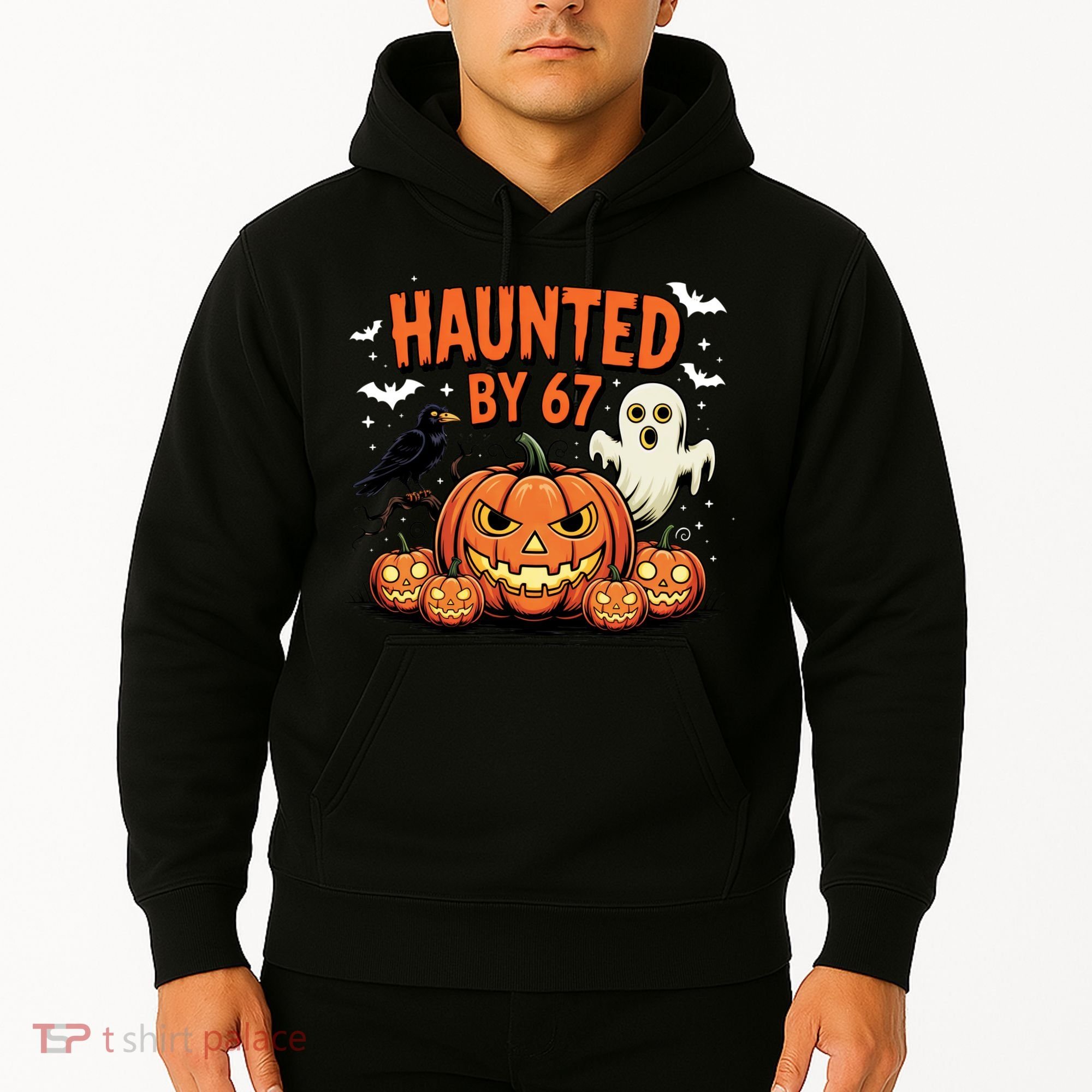 Haunted By 67 Funny Ghost Pumpkin Halloween Costume Hoodie