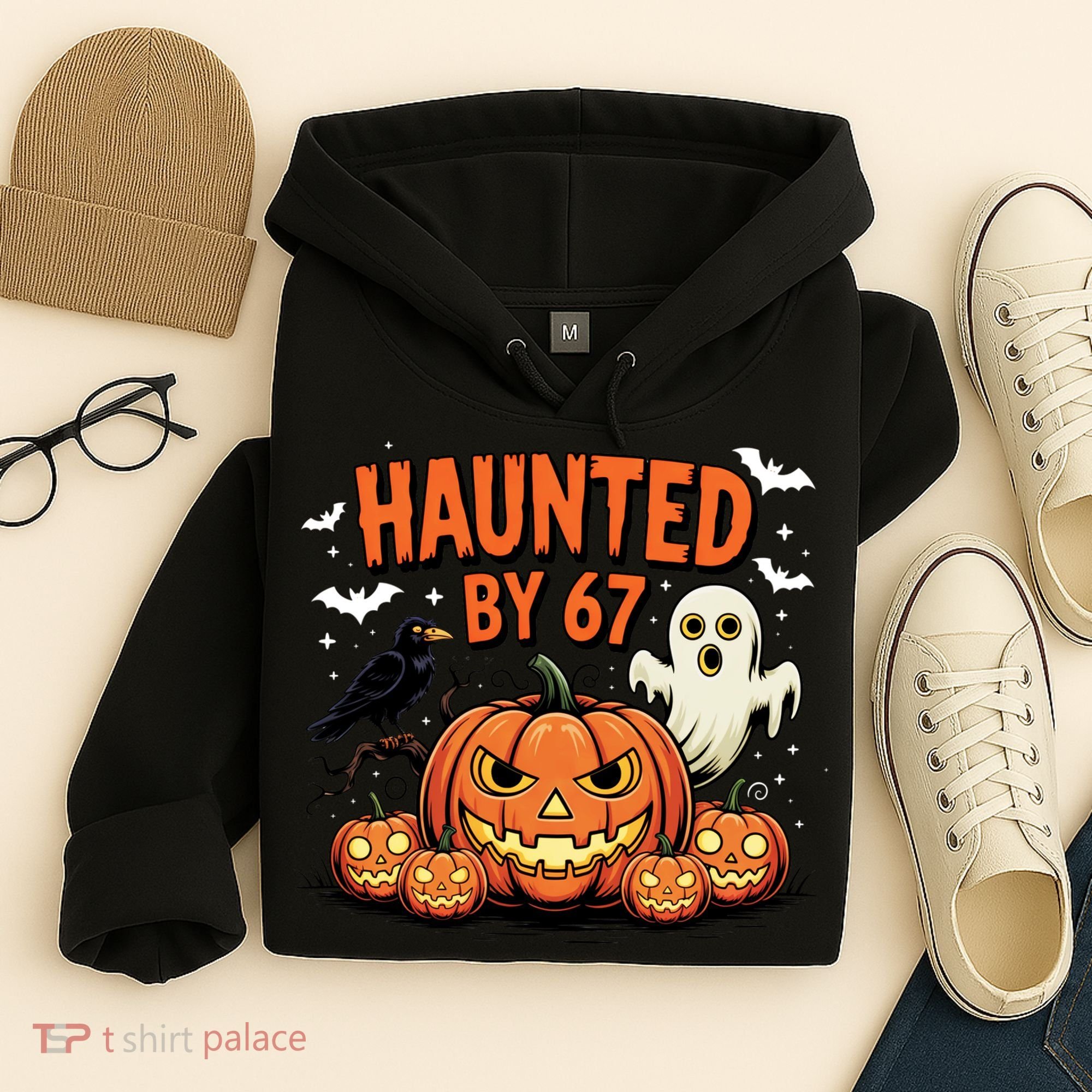 Haunted By 67 Funny Ghost Pumpkin Halloween Costume Hoodie
