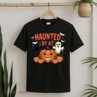 Haunted By 67 Funny Ghost Pumpkin Halloween Costume T-Shirt thumb 2