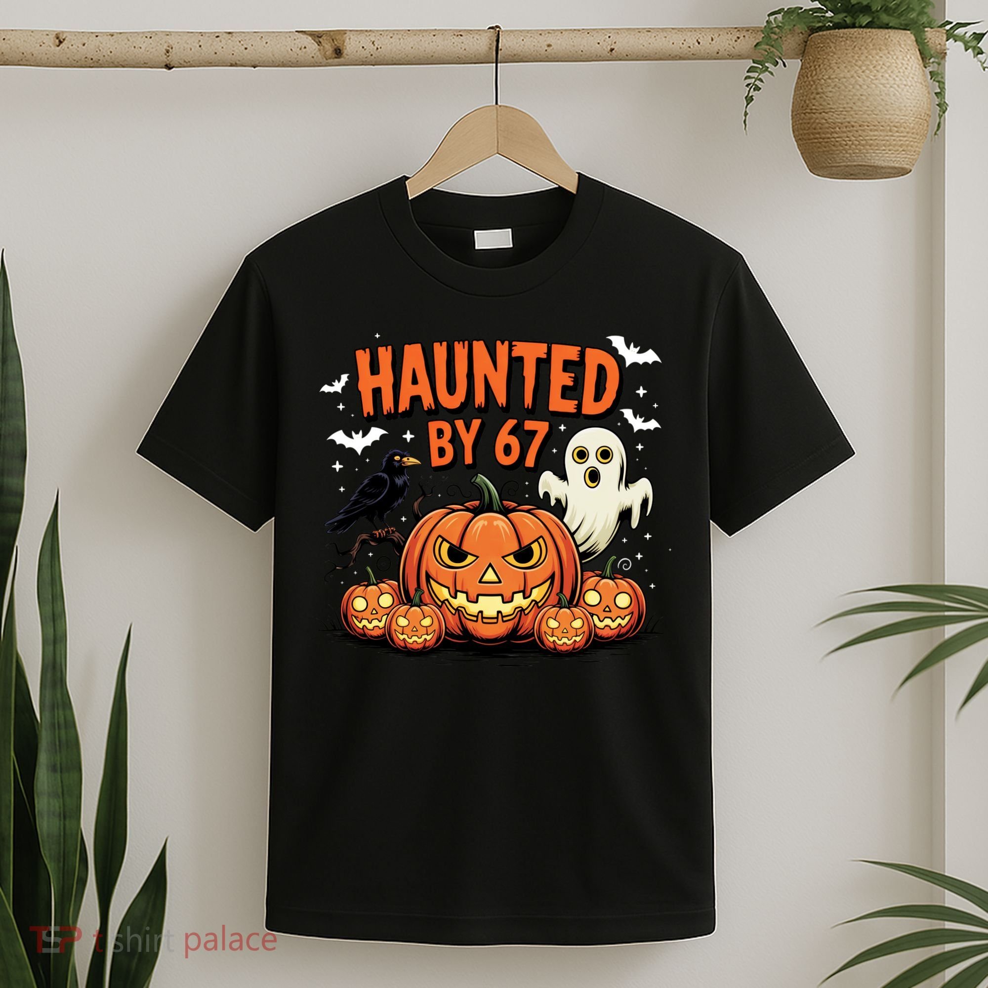 Haunted By 67 Funny Ghost Pumpkin Halloween Costume T-Shirt