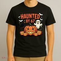 Haunted By 67 Funny Ghost Pumpkin Halloween Costume T-Shirt thumb 3